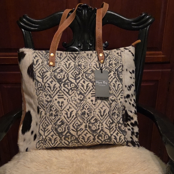 Myra Bag Handbags - NWT Myra Large Leather Canvas Cowhide Cotton Rug Tote